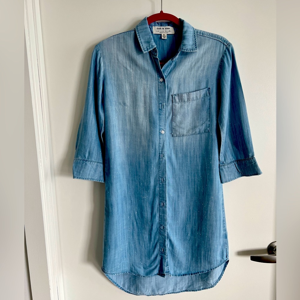 Anthropologie Cloth & Stone Chambray Button Down Dress